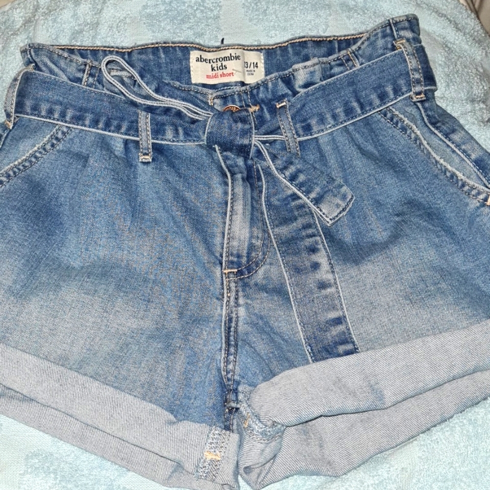 Paperbag jean shorts